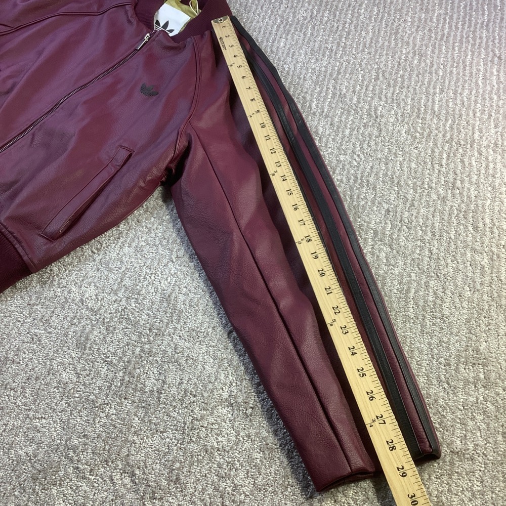 Adidas Pleather SST Track Top Jacket Burgundy Womens Size M NWOT - Picture 11 of 11
